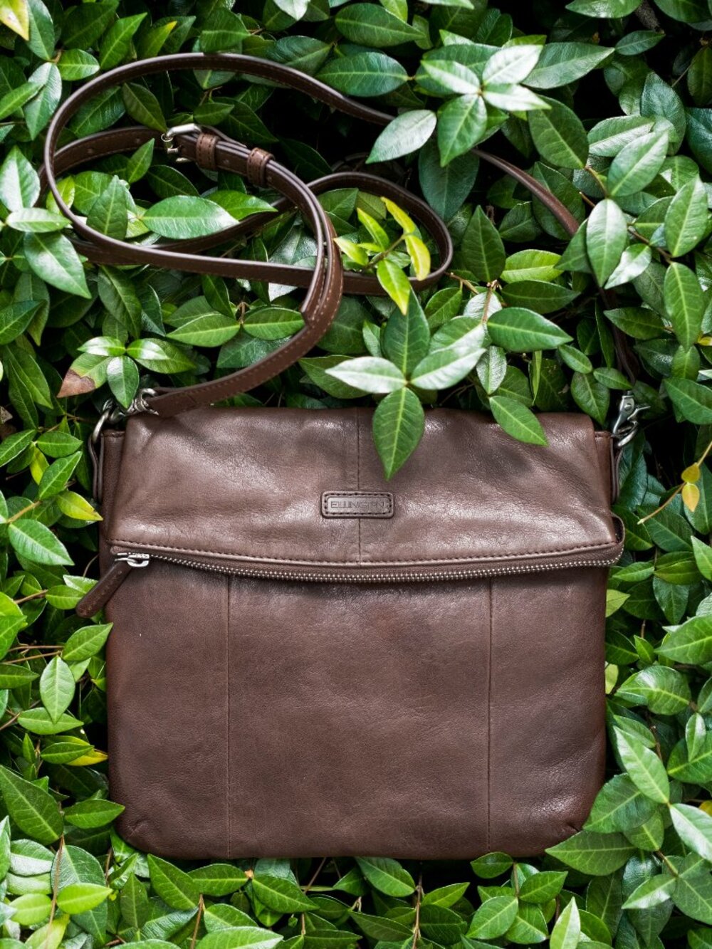 Ellington Eva Foldover Crossbody Purse, Dark Brown Leather, NWT